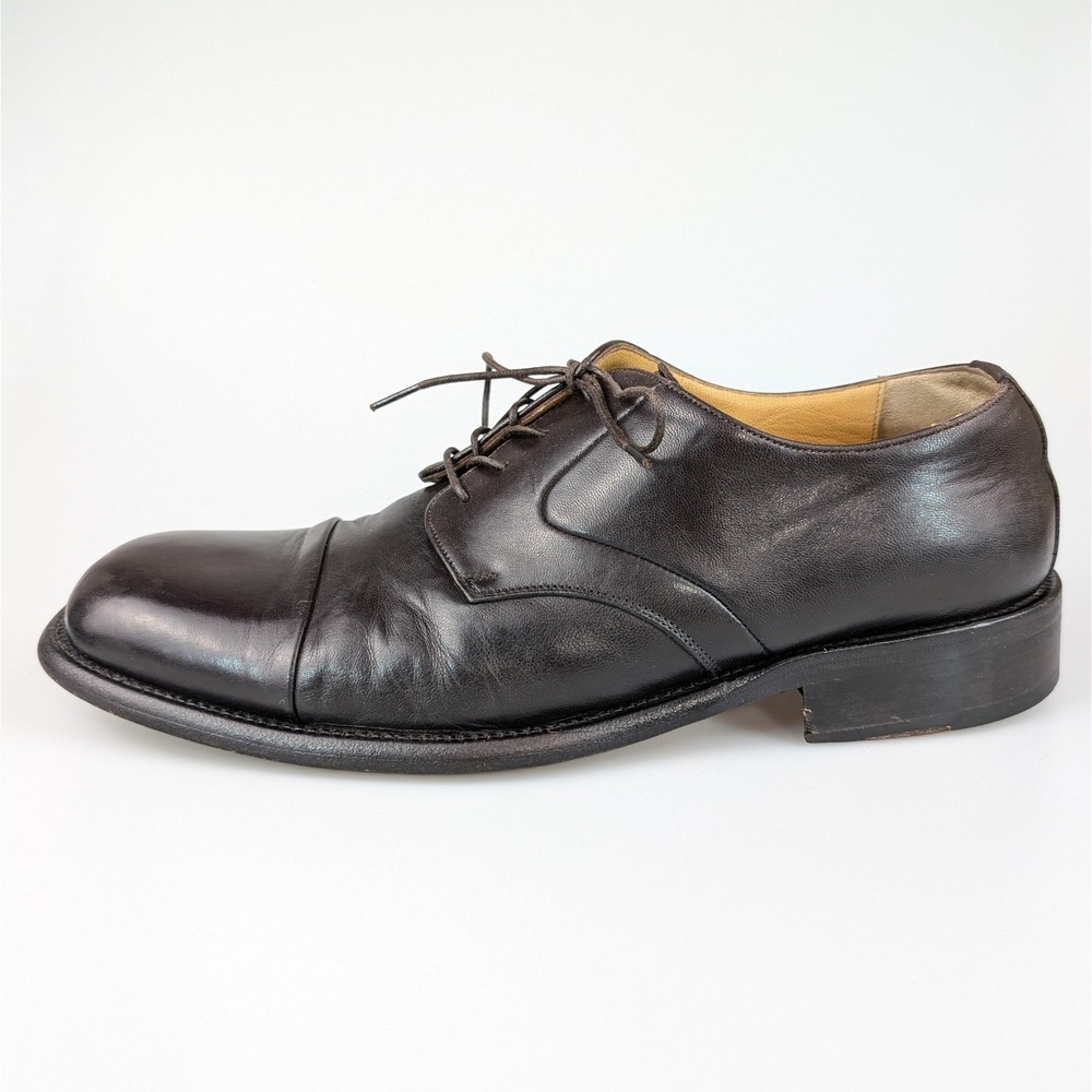 Vintage Bally Mens Leather Dress Shoes Brown Size 9 EEE Cap Toe Derby Lace Up
